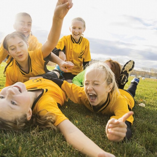 Five girls having fun on the grass image