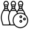 Bowling ball and pins