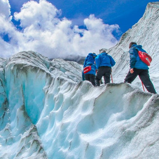 Explorers climbing a mountain of ice and snow image